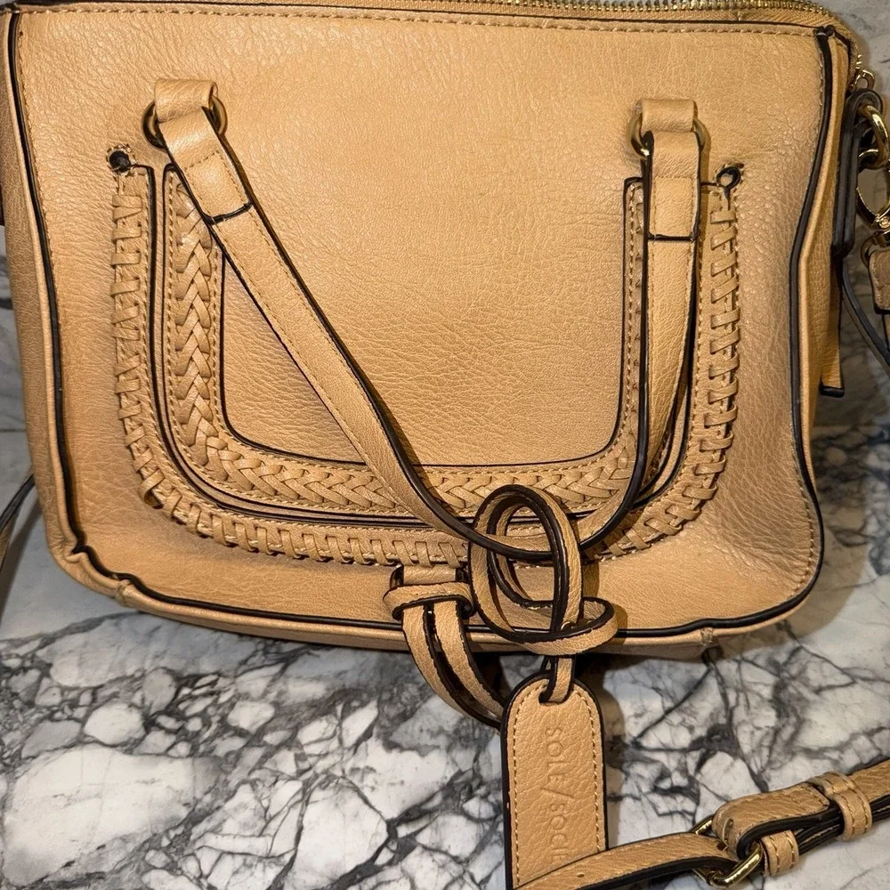 Sole Society Destin Satchel Bag Blush Pink Faux Leather Top Handle Purse